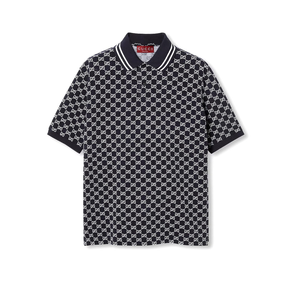 Gg Cotton Piquet Jacquard Polo Shirt