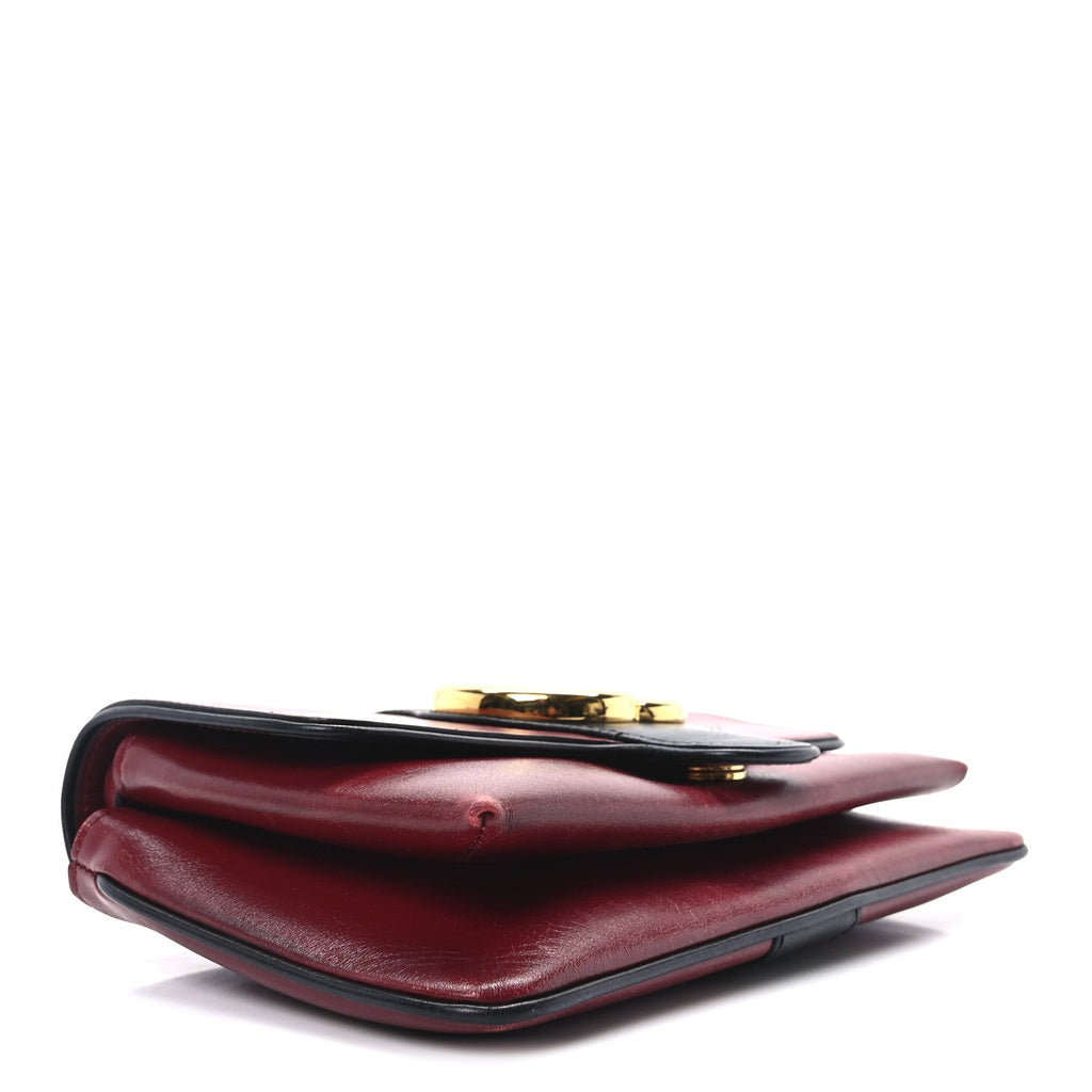 Vitello Palmellato Lux Bi-Color Small Arli Flap Shoulder Bag New Cherry Red Black