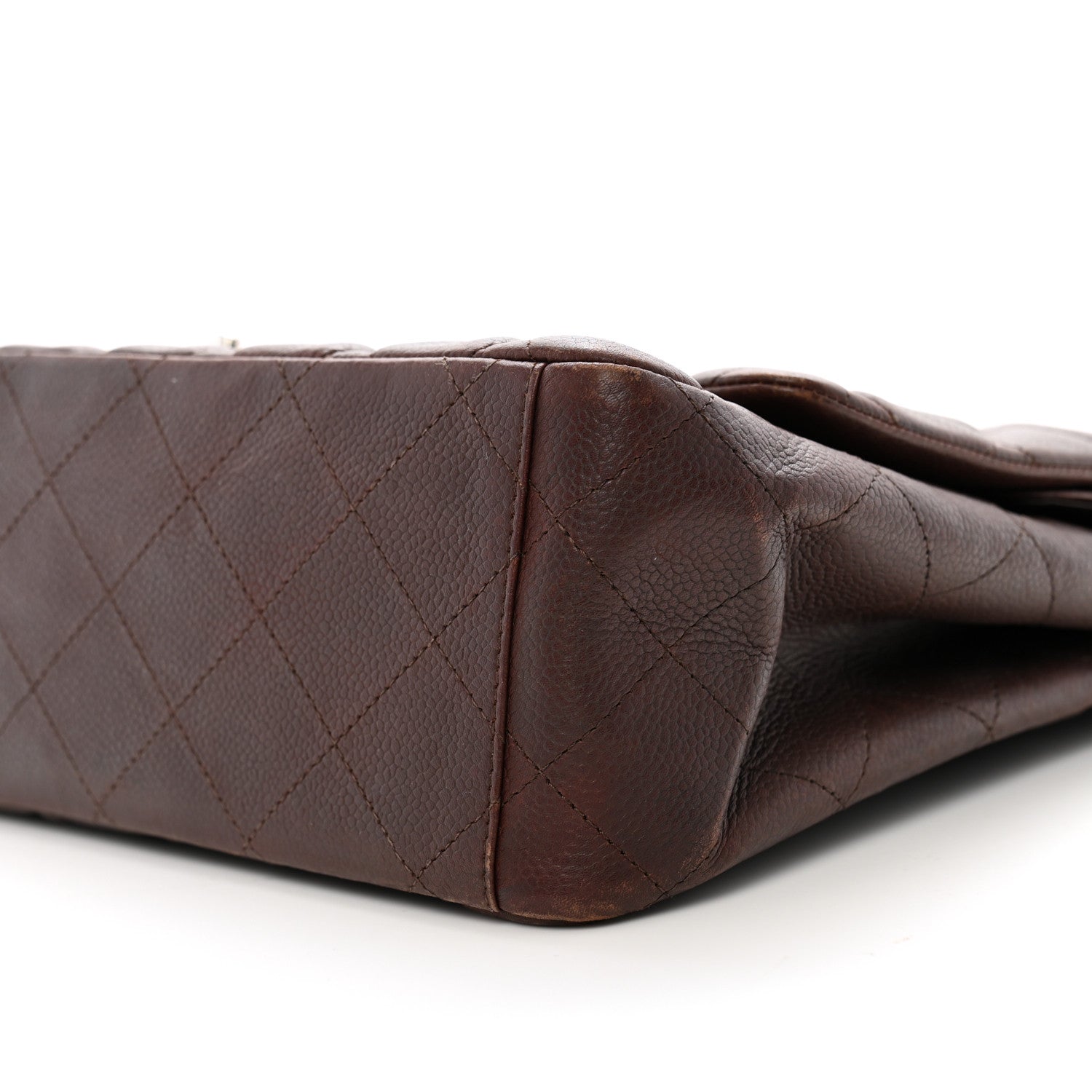 Caviar Quilted Maxi Double Flap Brown