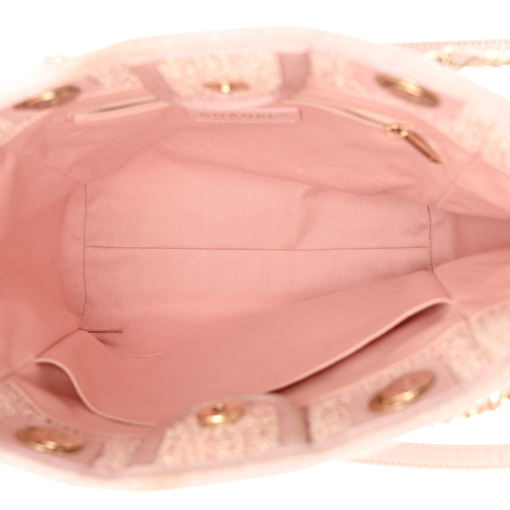 Mixed Fibers Calfskin Mini Deauville Tote Rose Pink