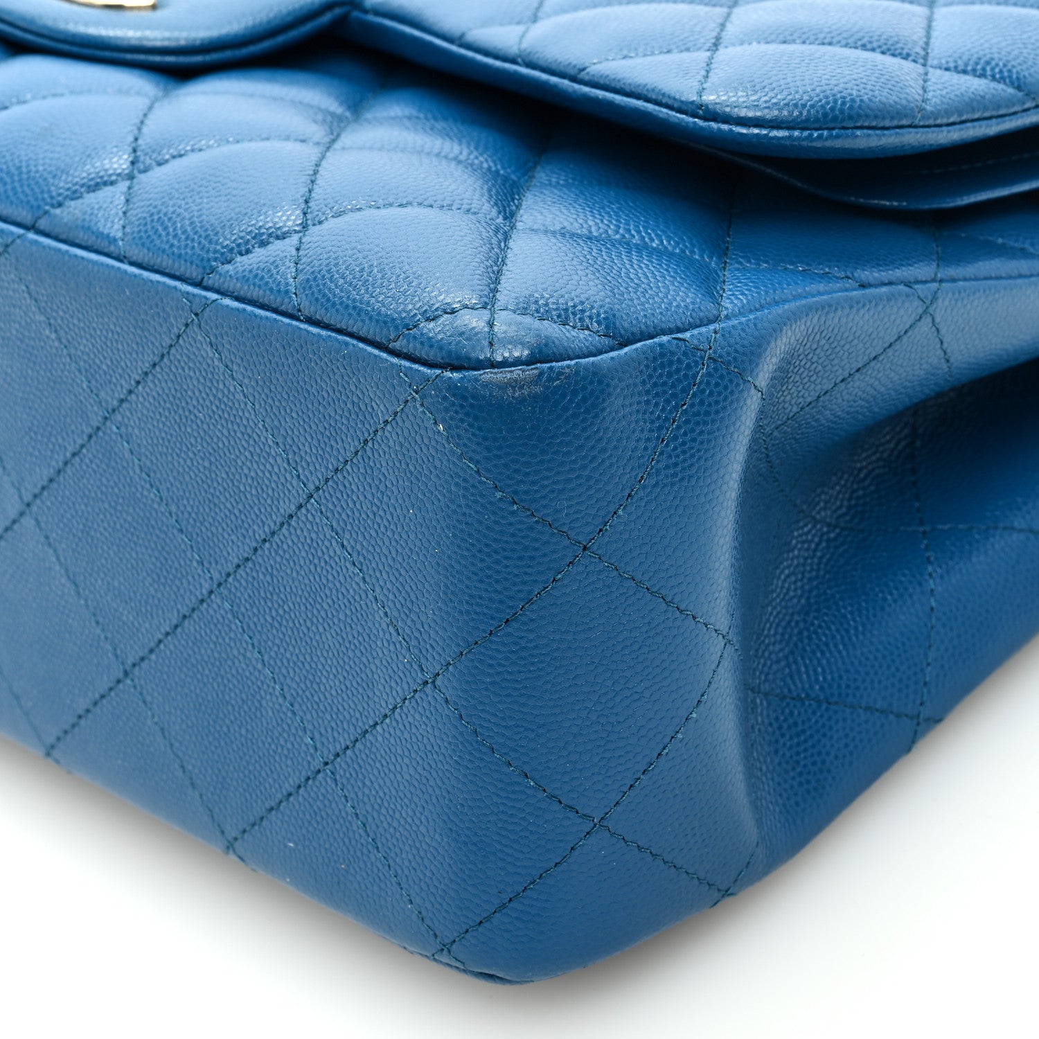 Caviar Quilted Jumbo Double Flap Blue
