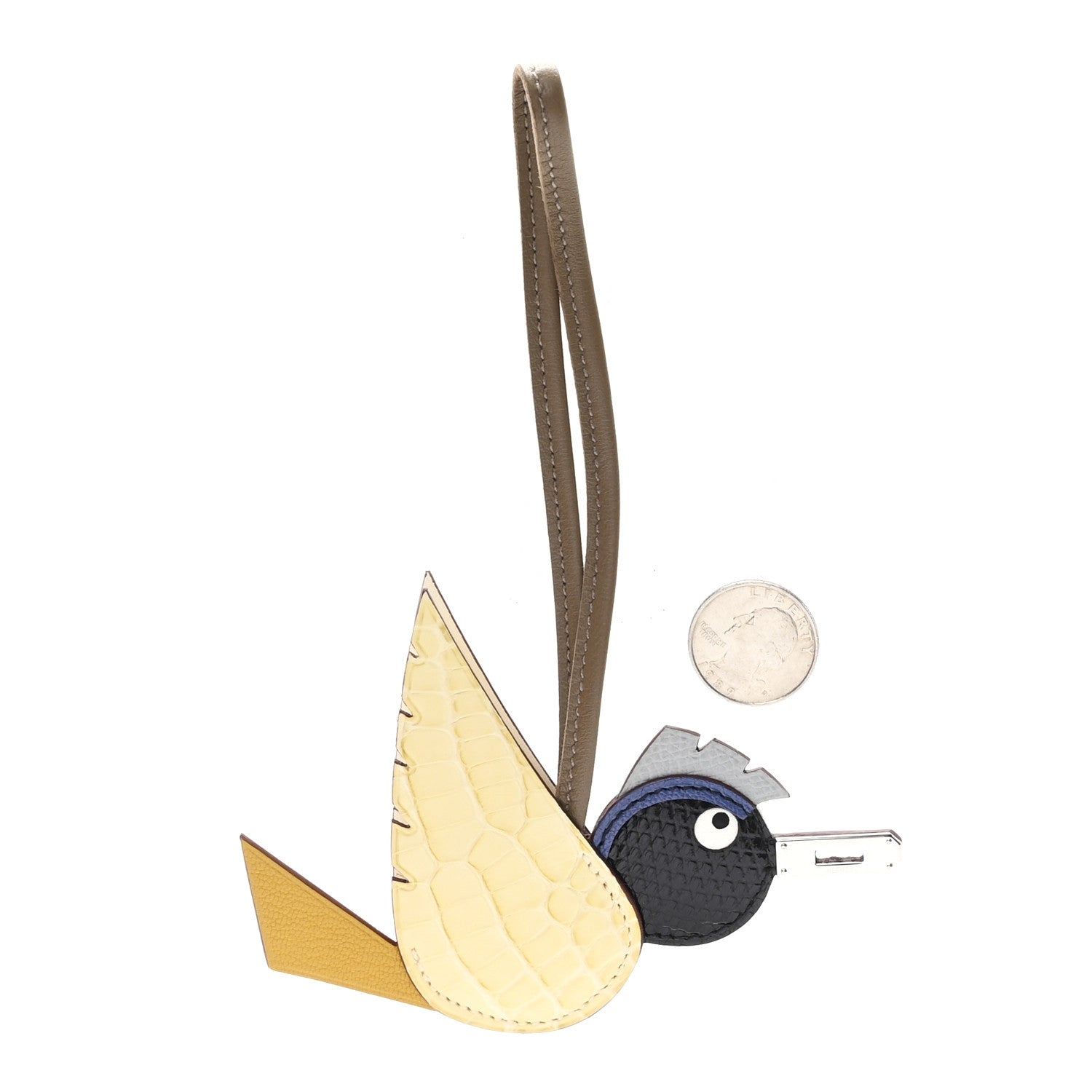Epsom Chevre Mysore Swift Alligator Lizard Birdy Bag Charm Jaune Ambre Vanille Gris Fonce Bleu Saphir Bleu Glacier Etoupe