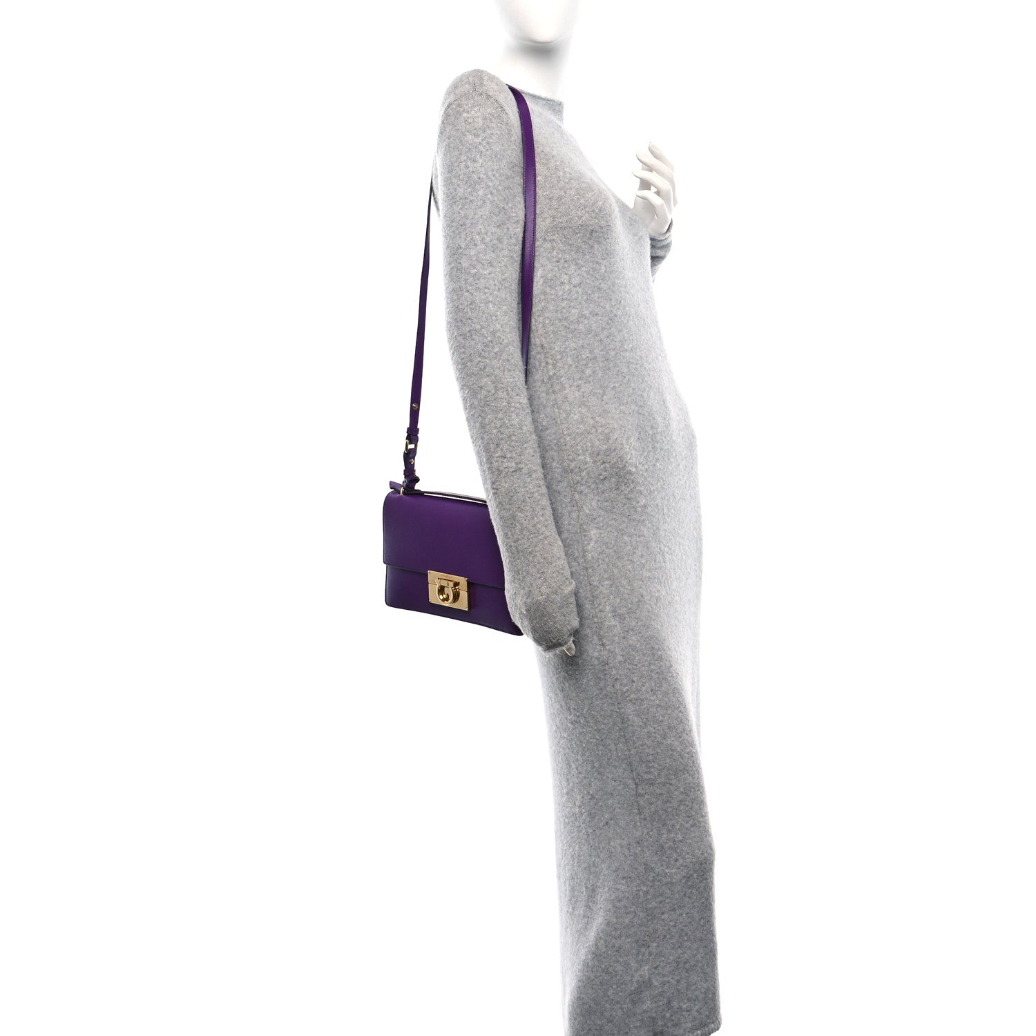 Smooth Calfskin Medium Aileen Gancio Lock Shoulder Bag Grape Rosso