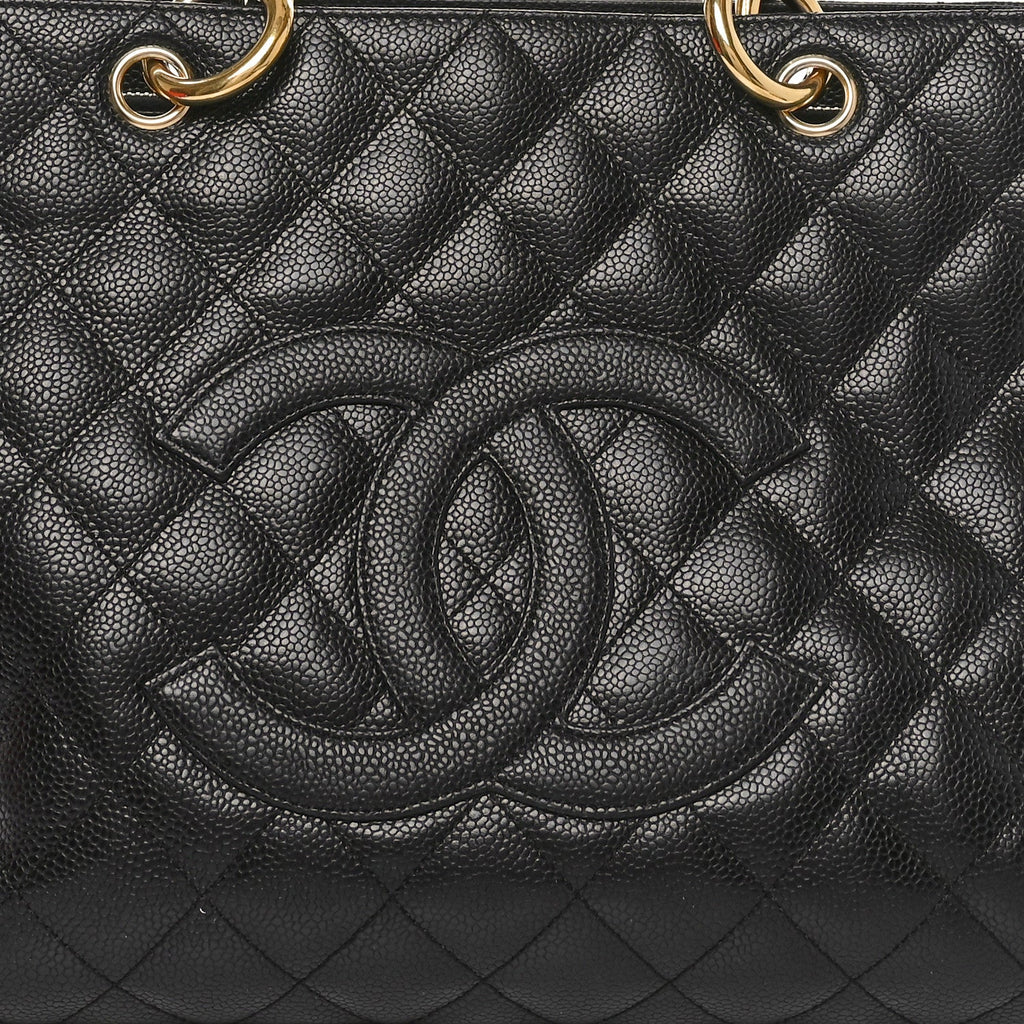 Caviar Quilted Grand Shopping Tote GST Black