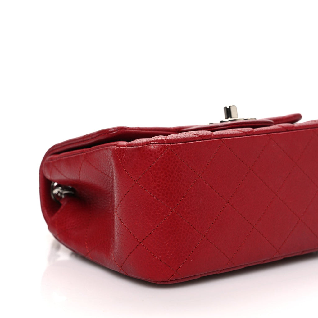 Caviar Quilted Mini Square Flap Red