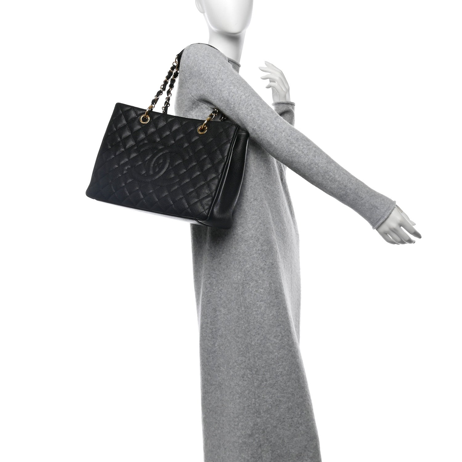 Caviar Quilted Grand Shopping Tote GST Black