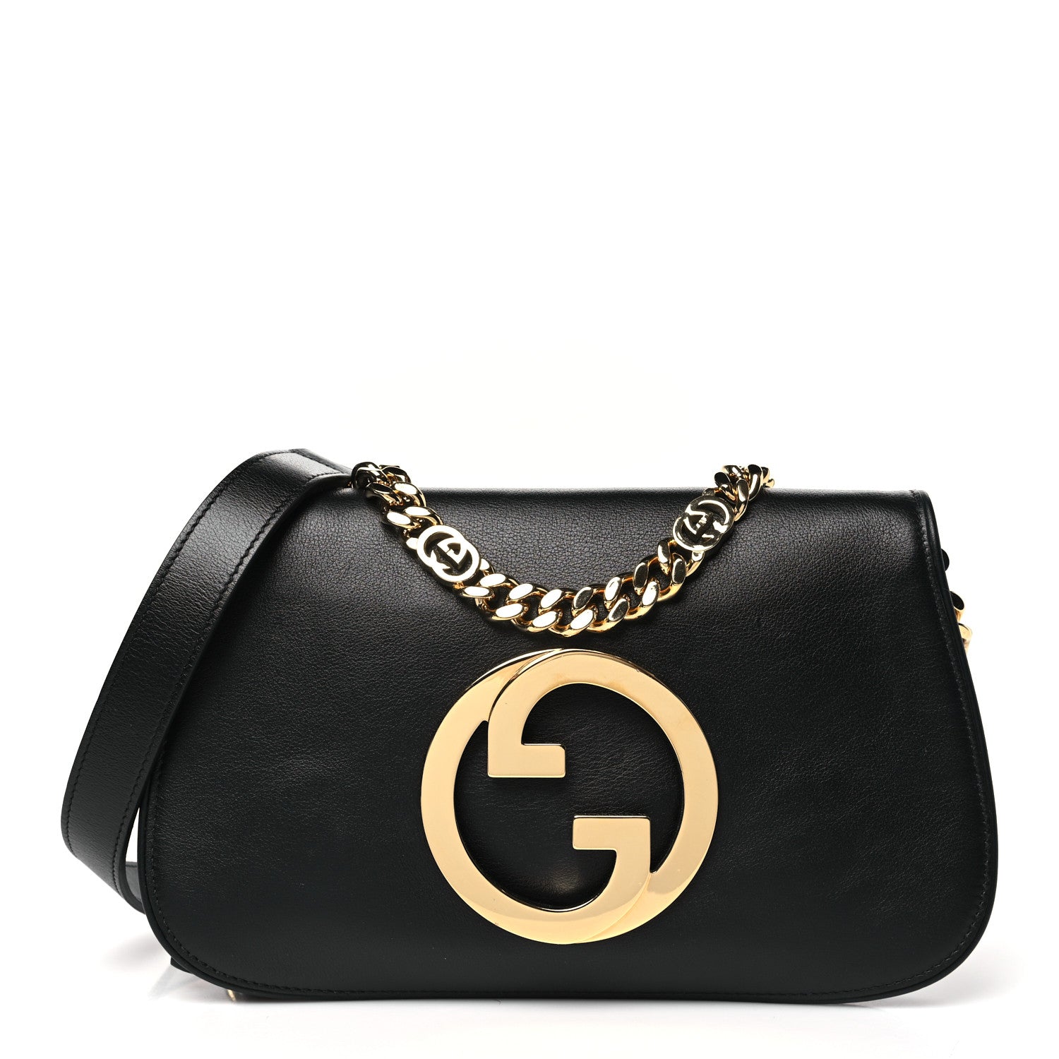 Roxy Calfskin Blondie Chain Shoulder Flap Bag Black