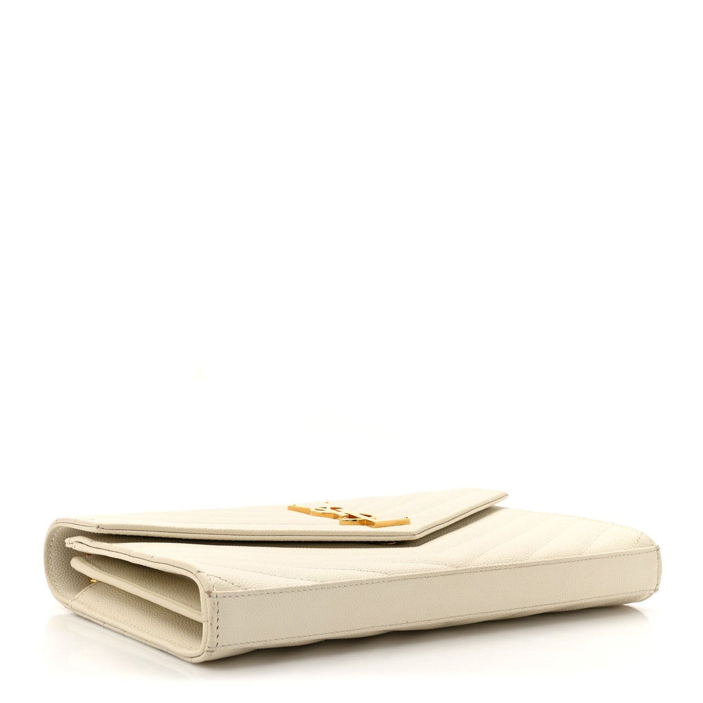 Grain De Poudre Matelasse Chevron Monogram Chain Wallet Crema Soft
