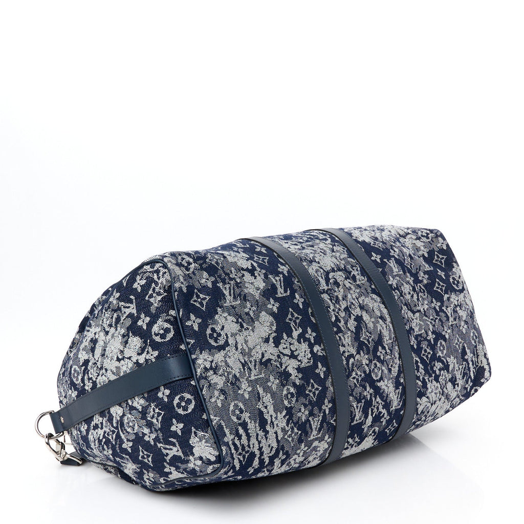 Monogram Tapestry Keepall Bandouliere 50 Bleu