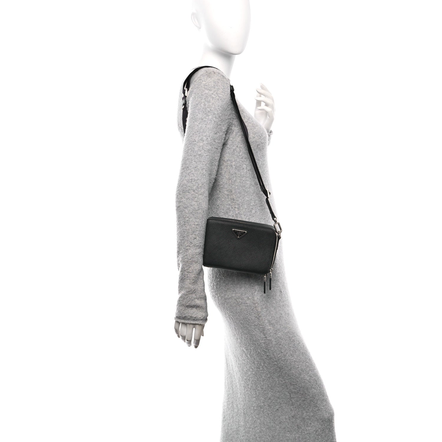 Saffiano Travel Small Brique Crossbody Bag Black