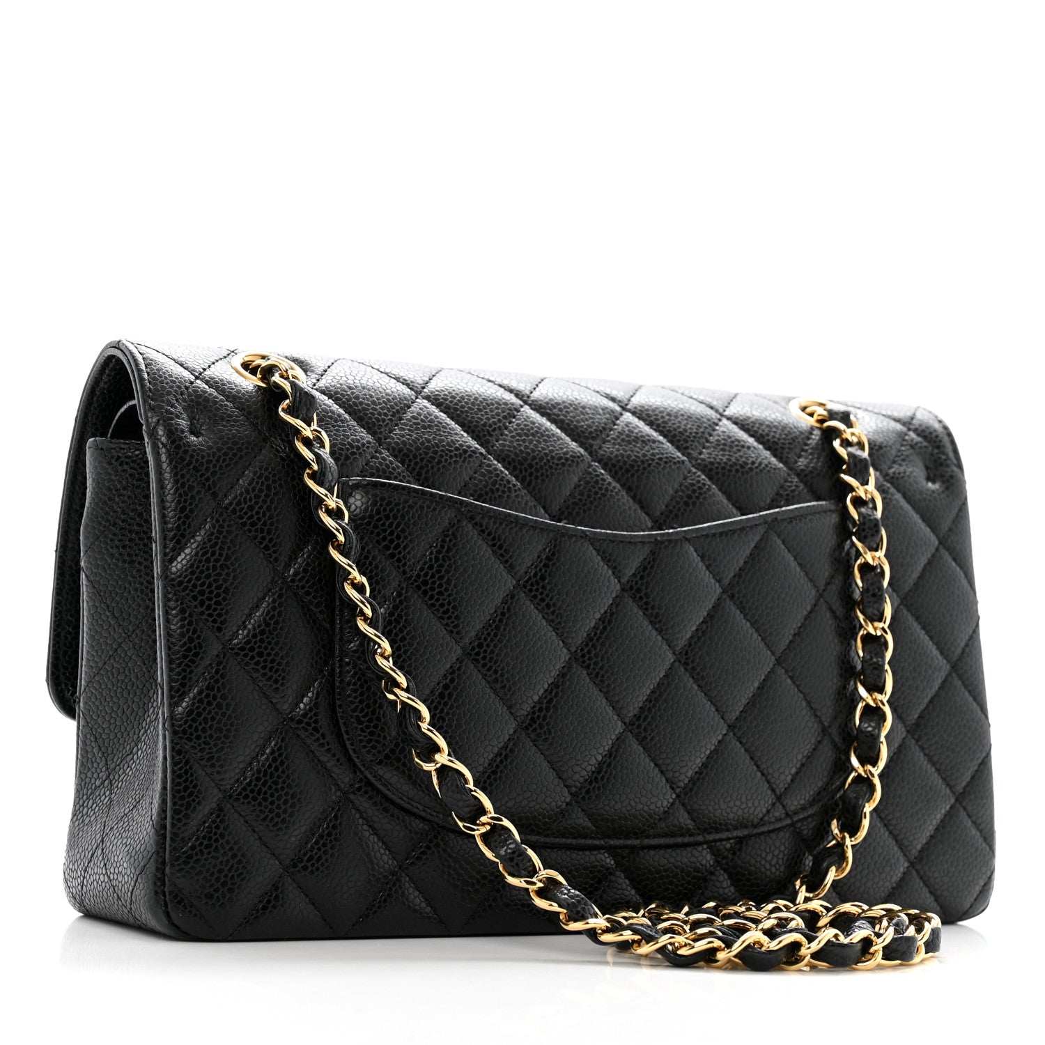 Caviar Quilted Medium Double Flap Black