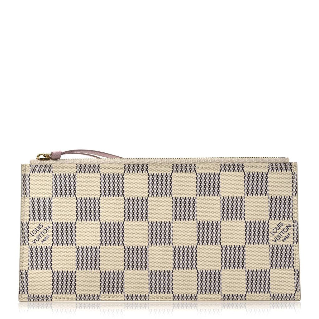 Damier Azur Felicie Chain Wallet Zippered Insert  Rose Ballerine