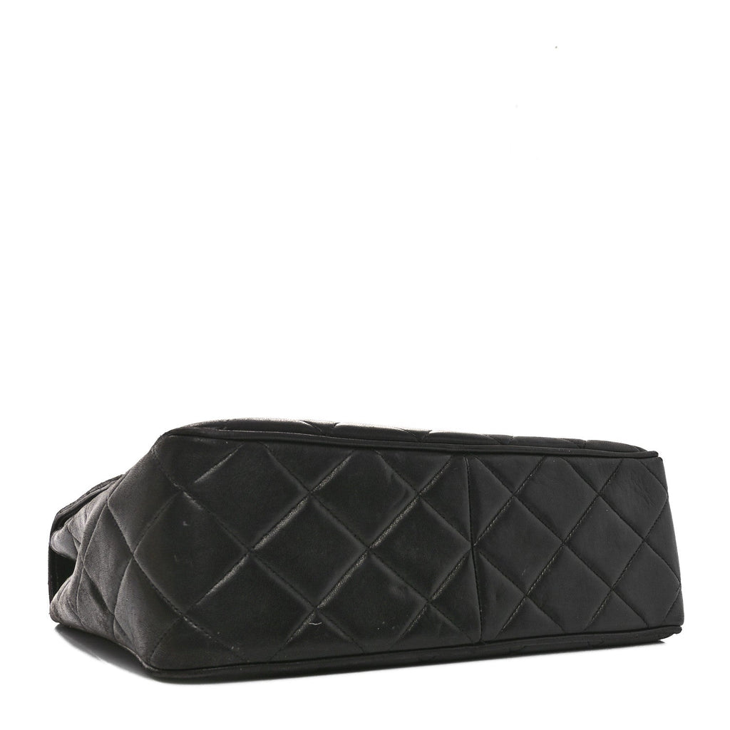Lambskin Quilted Medium Square Flap Bag Black