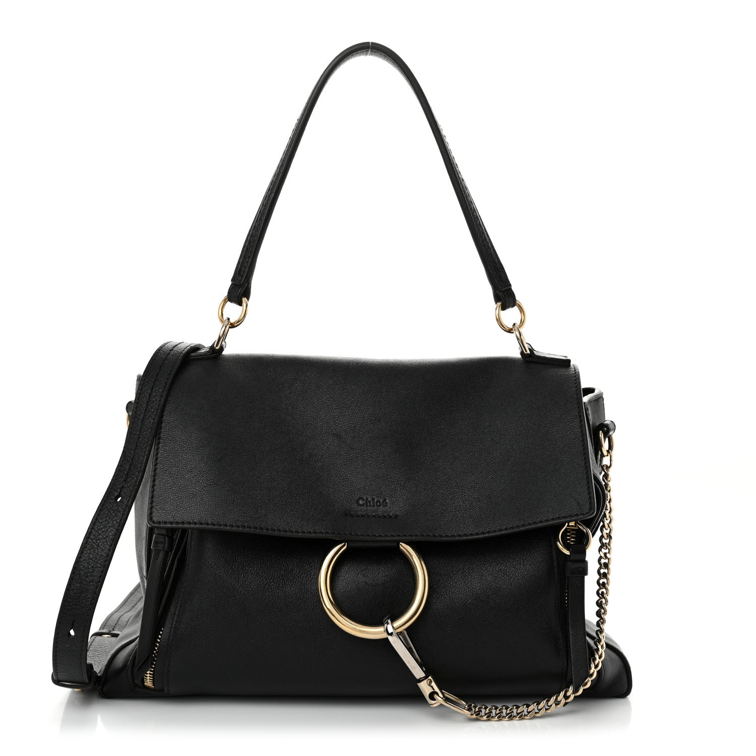 Calfskin Medium Faye Day Shoulder Bag Black
