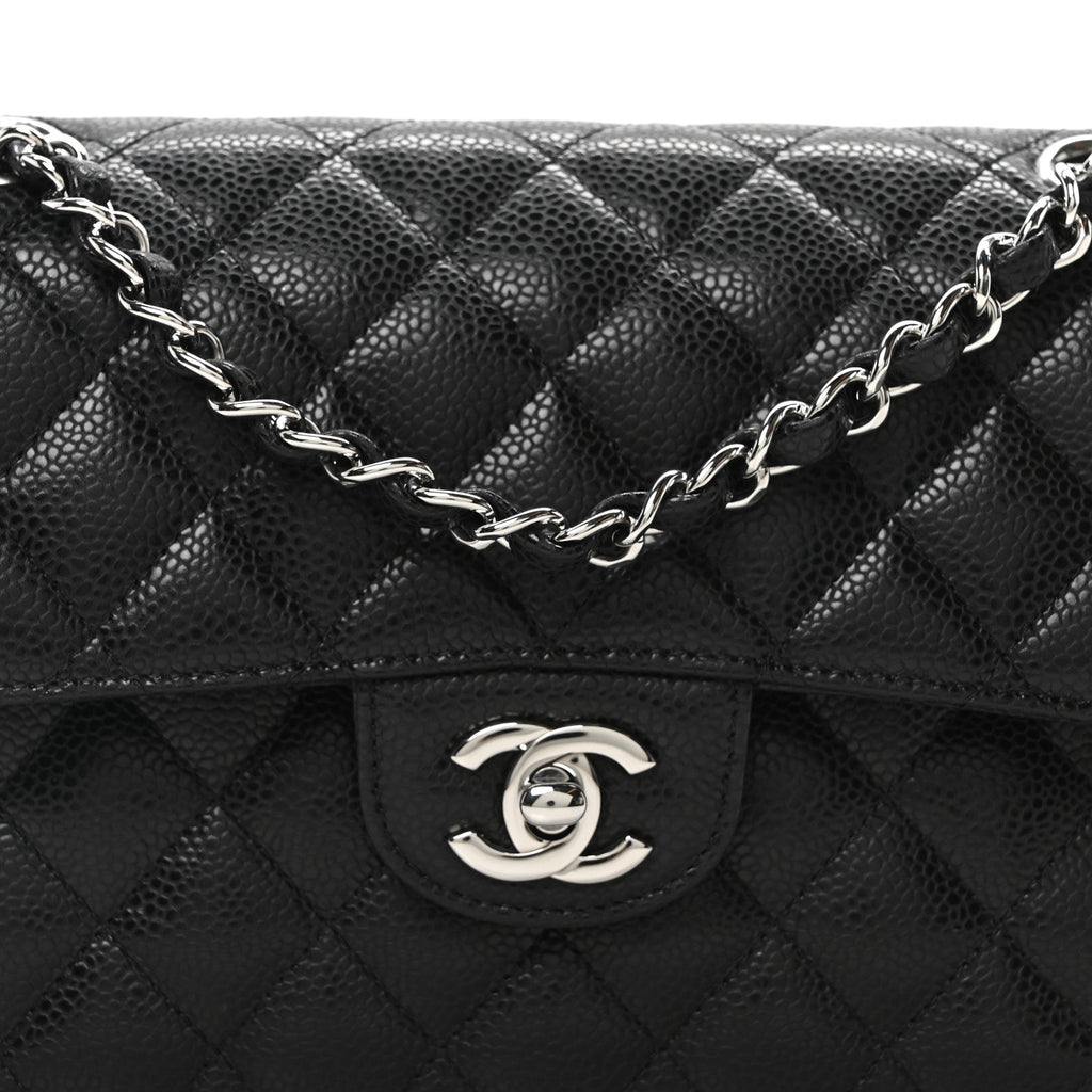 Caviar Quilted Small Double Flap Black