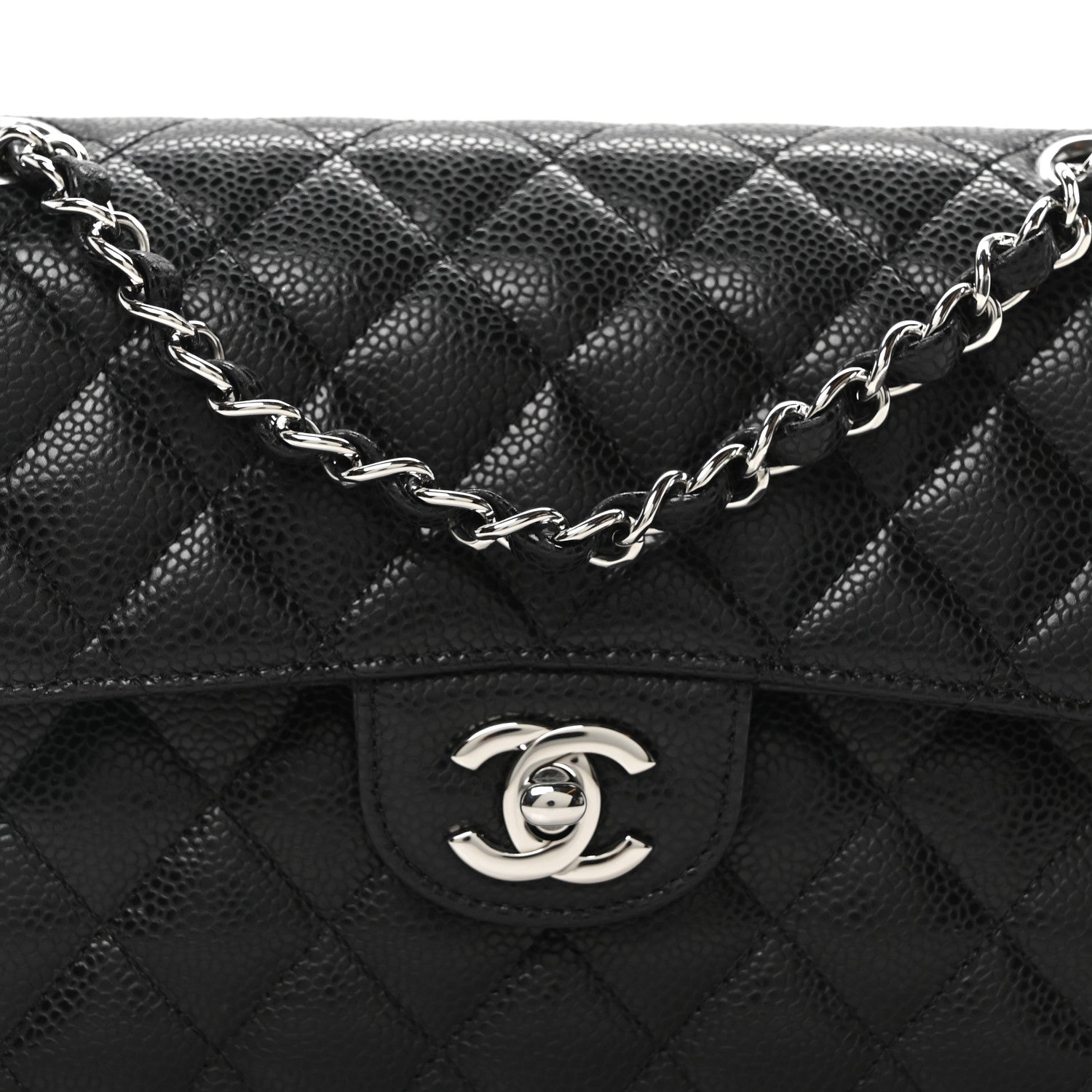 Caviar Quilted Small Double Flap Black