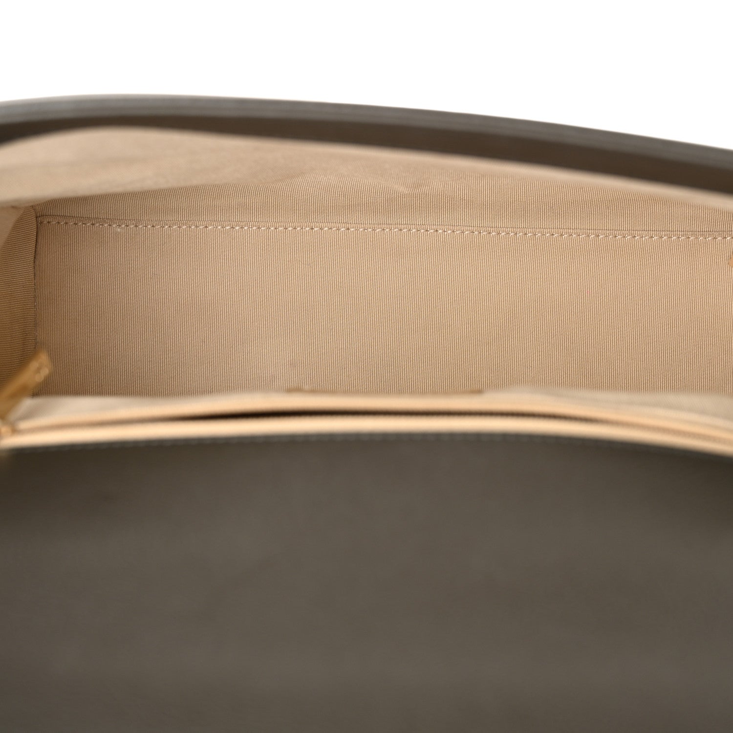 Grained Calfskin Quilted Large Label  Flap Bag Khaki