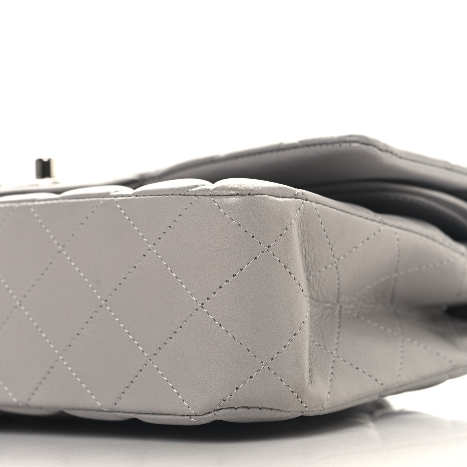 Lambskin Quilted Medium Double Flap Grey