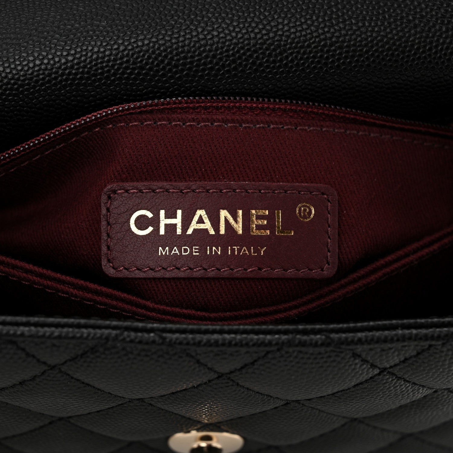Caviar Quilted Mini Coco Handle Flap Black