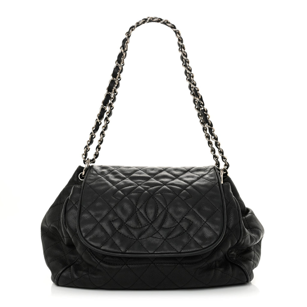 Caviar Quilted Timeless Accordion Flap Black