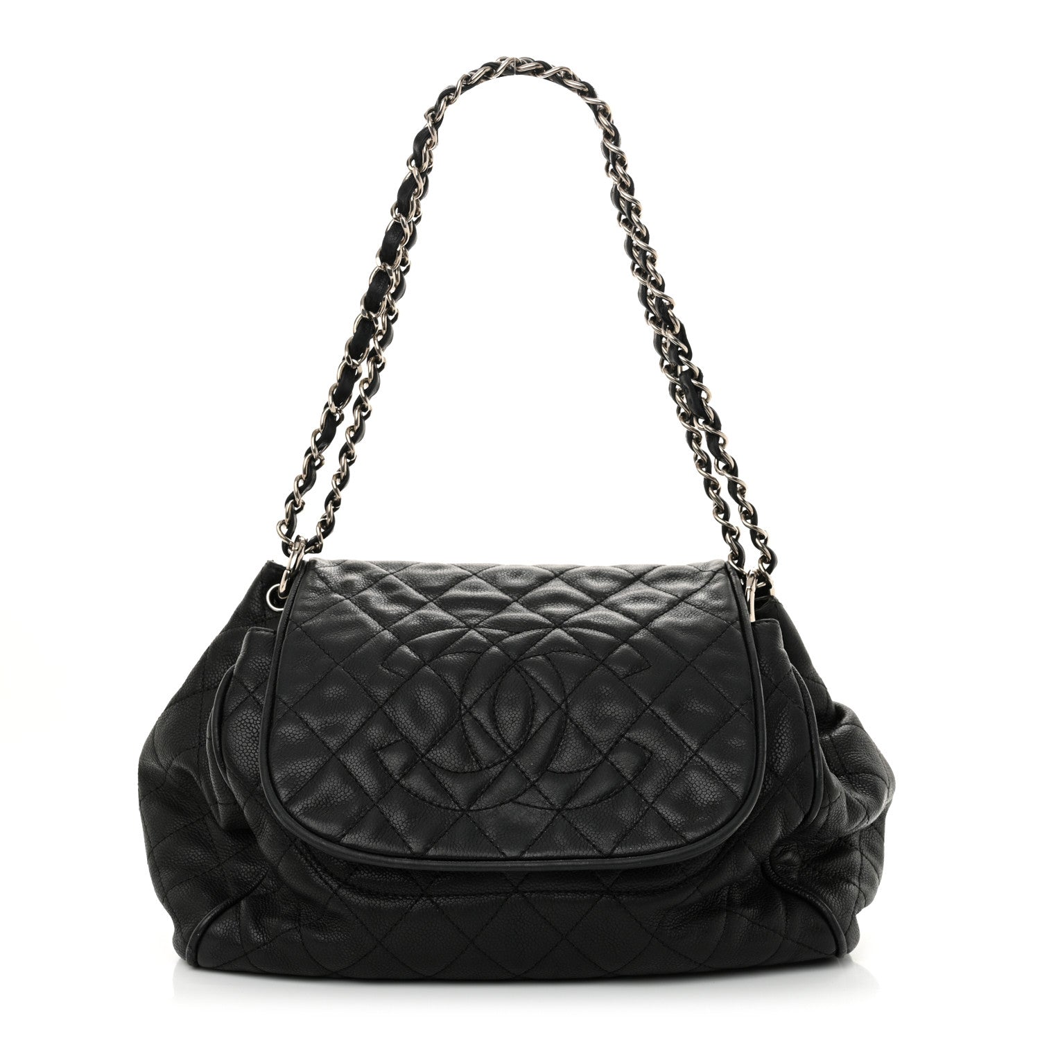 Caviar Quilted Timeless Accordion Flap Black