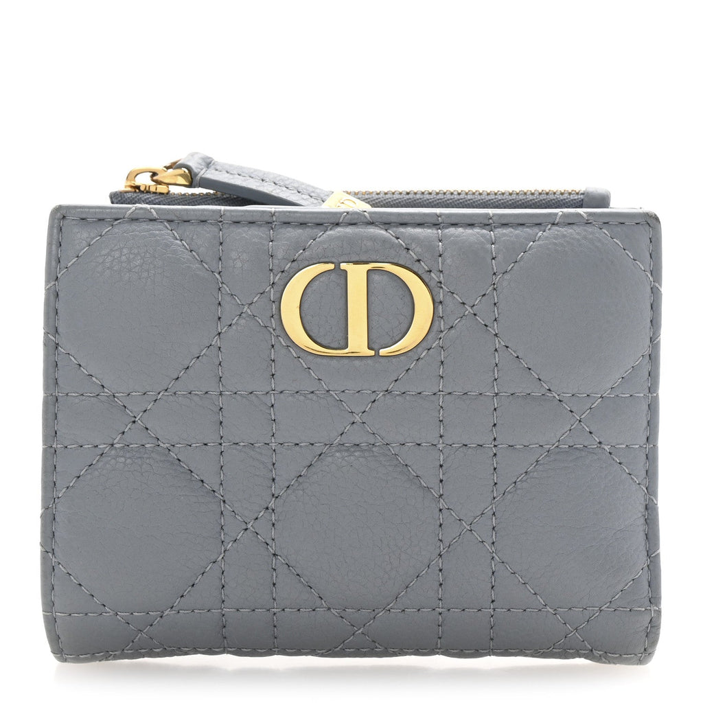 Grained Calfskin Supple Cannage Caro Dahlia Wallet Cloud Blue