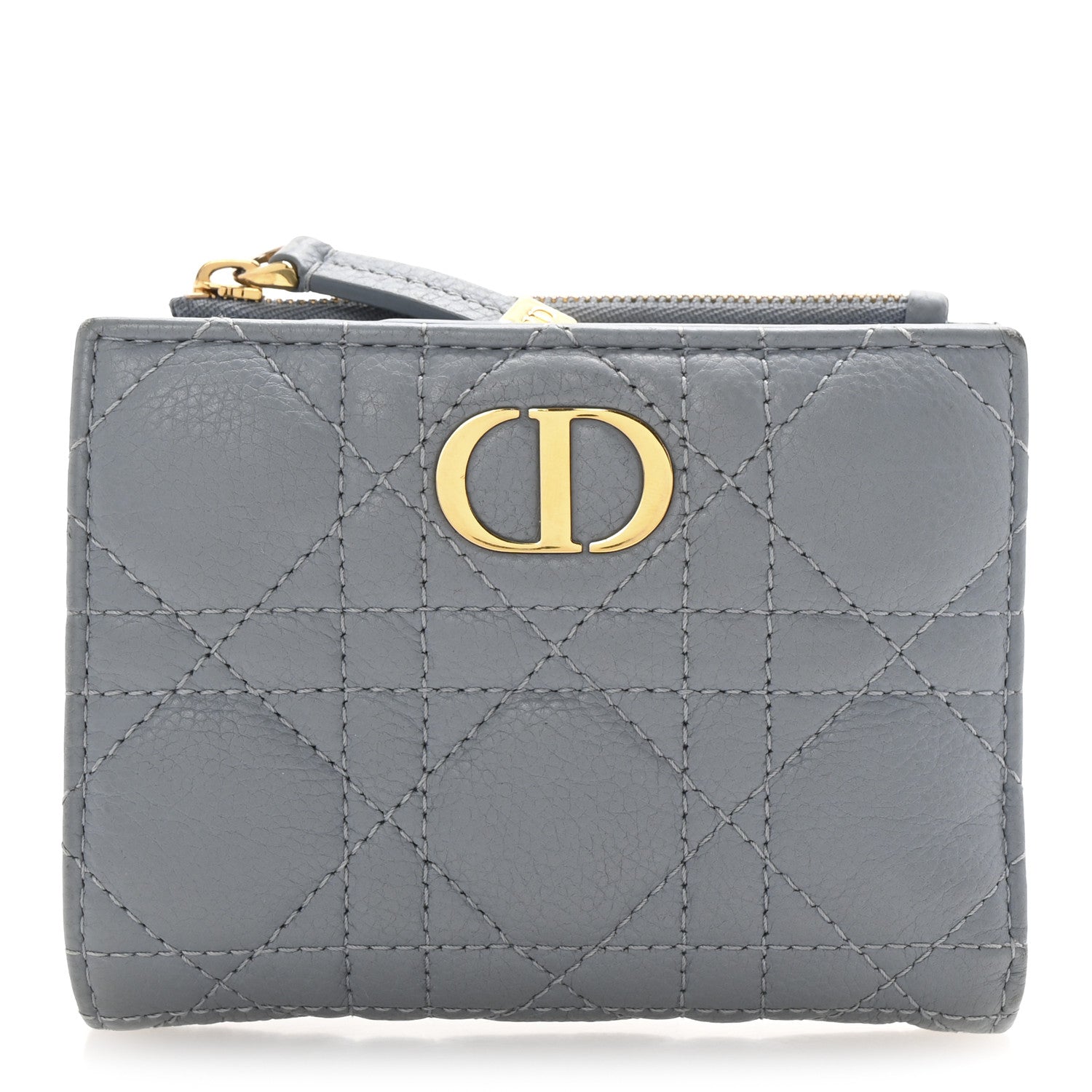 Grained Calfskin Supple Cannage Caro Dahlia Wallet Cloud Blue