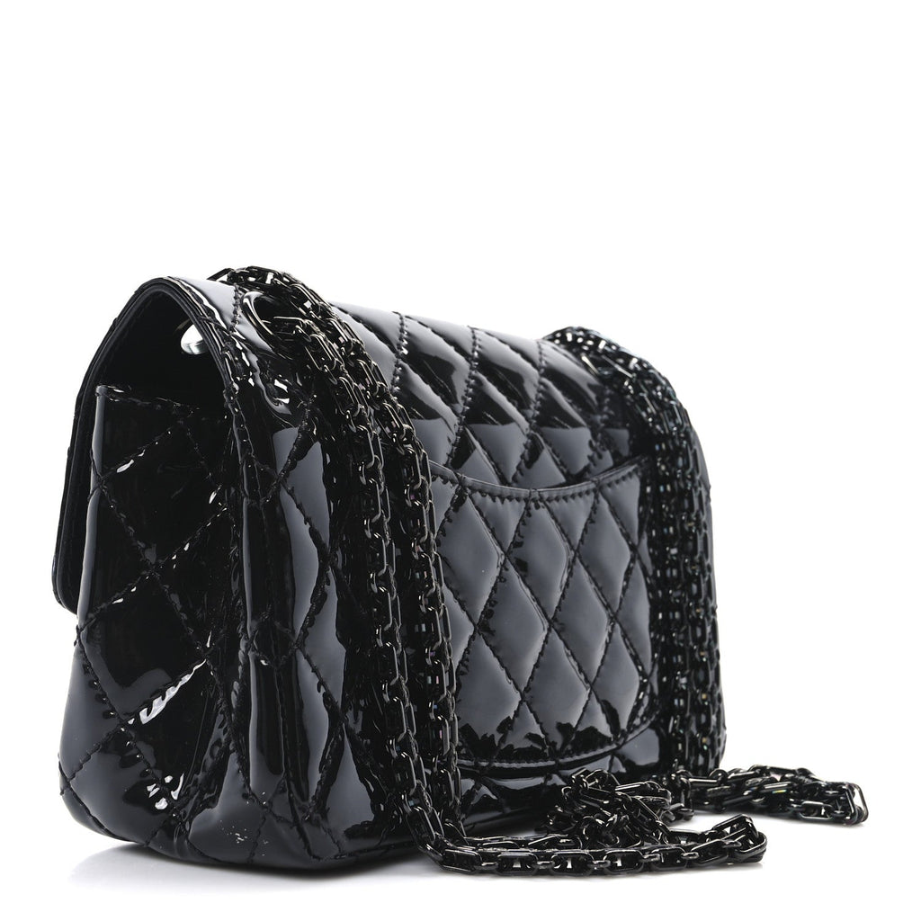 Patent Calfskin Quilted 2.55 Reissue Mini Flap So Black