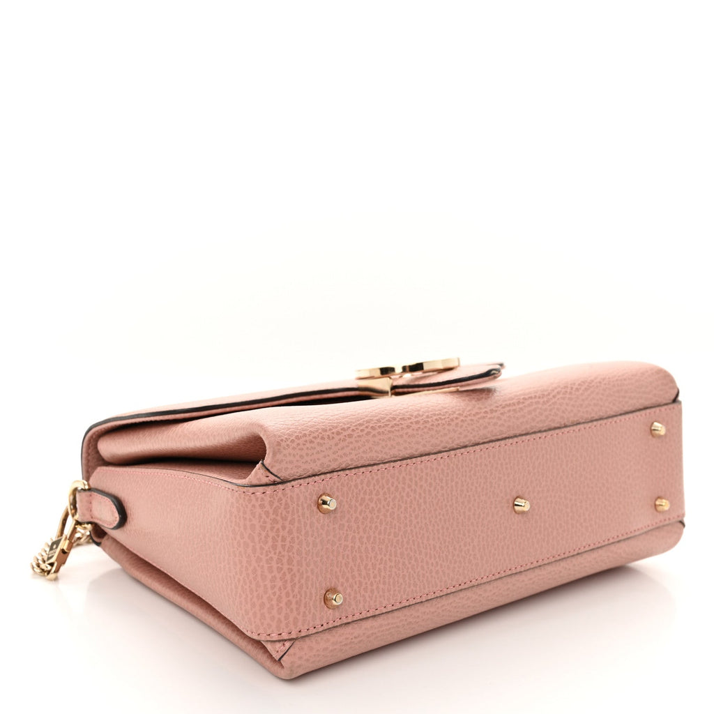 Dollar Calfskin Interlocking G Top Handle Shoulder Bag Soft Pink