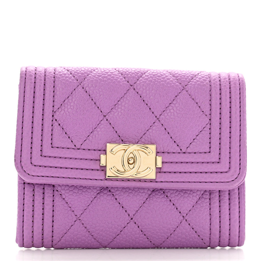 Caviar Quilted Boy Flap  Holder Purple