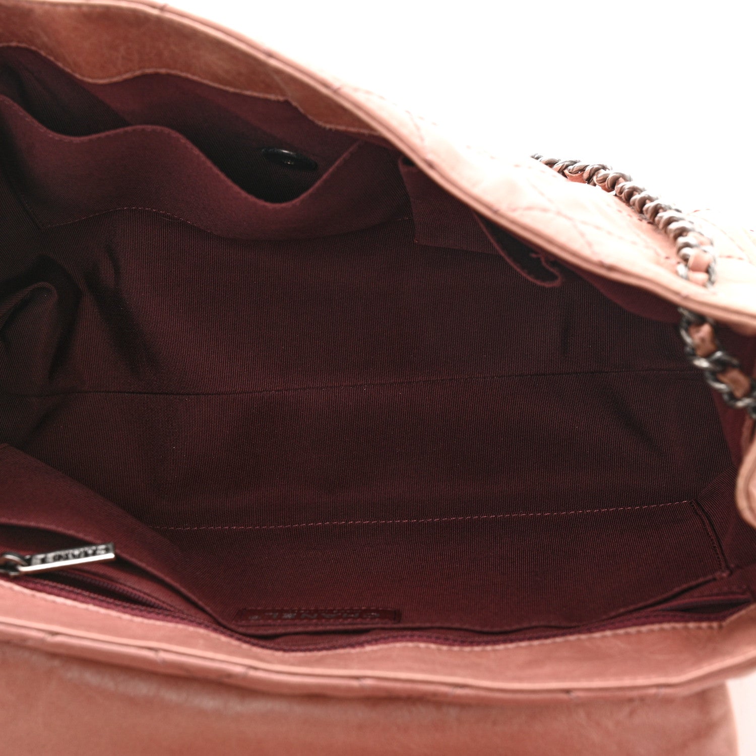 Aged Calfskin Quilted Chain Accordion Flap Dark Pink