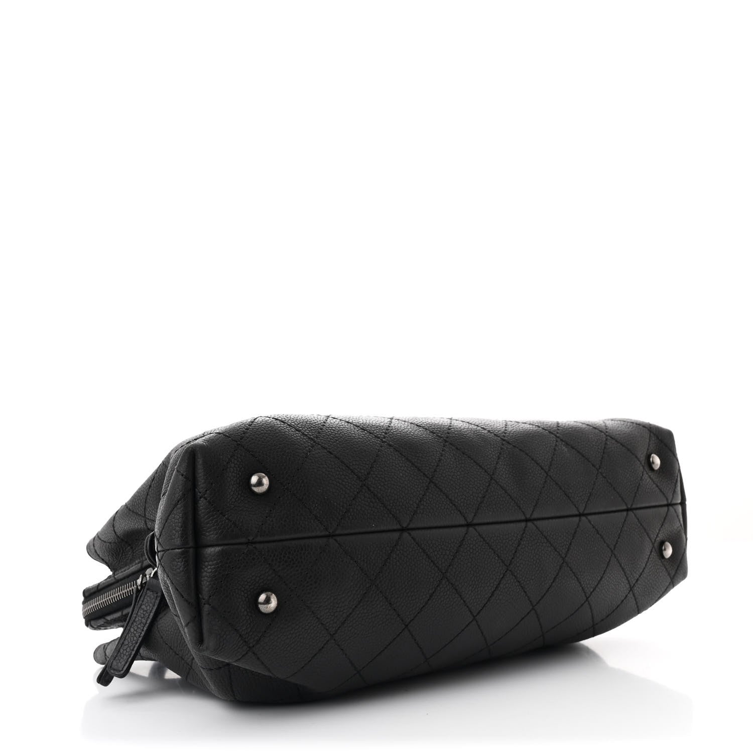 Grained Vegetal Calfskin Small Urban Shopping Tote Black
