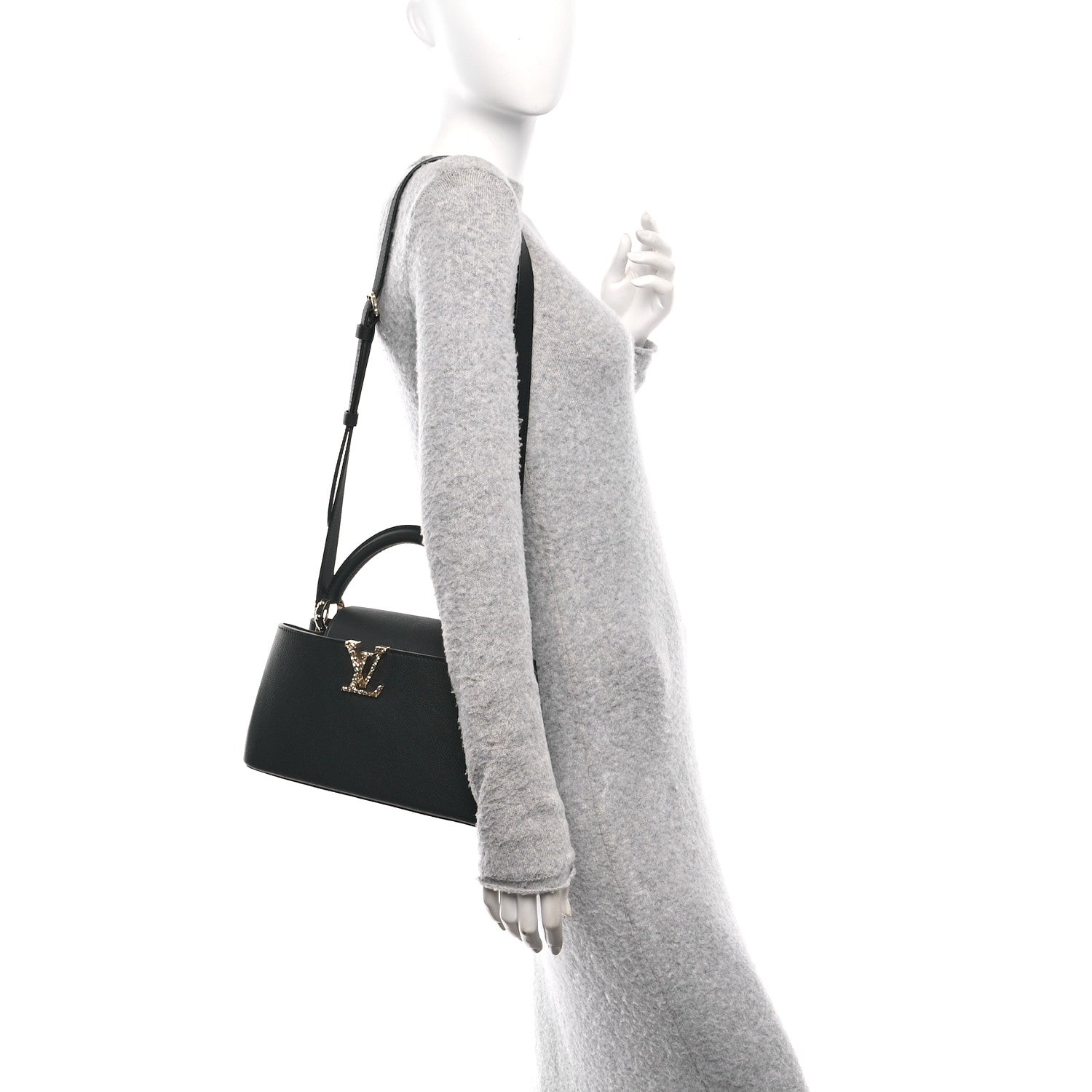 Taurillon LV Crush Capucines East West MM Black