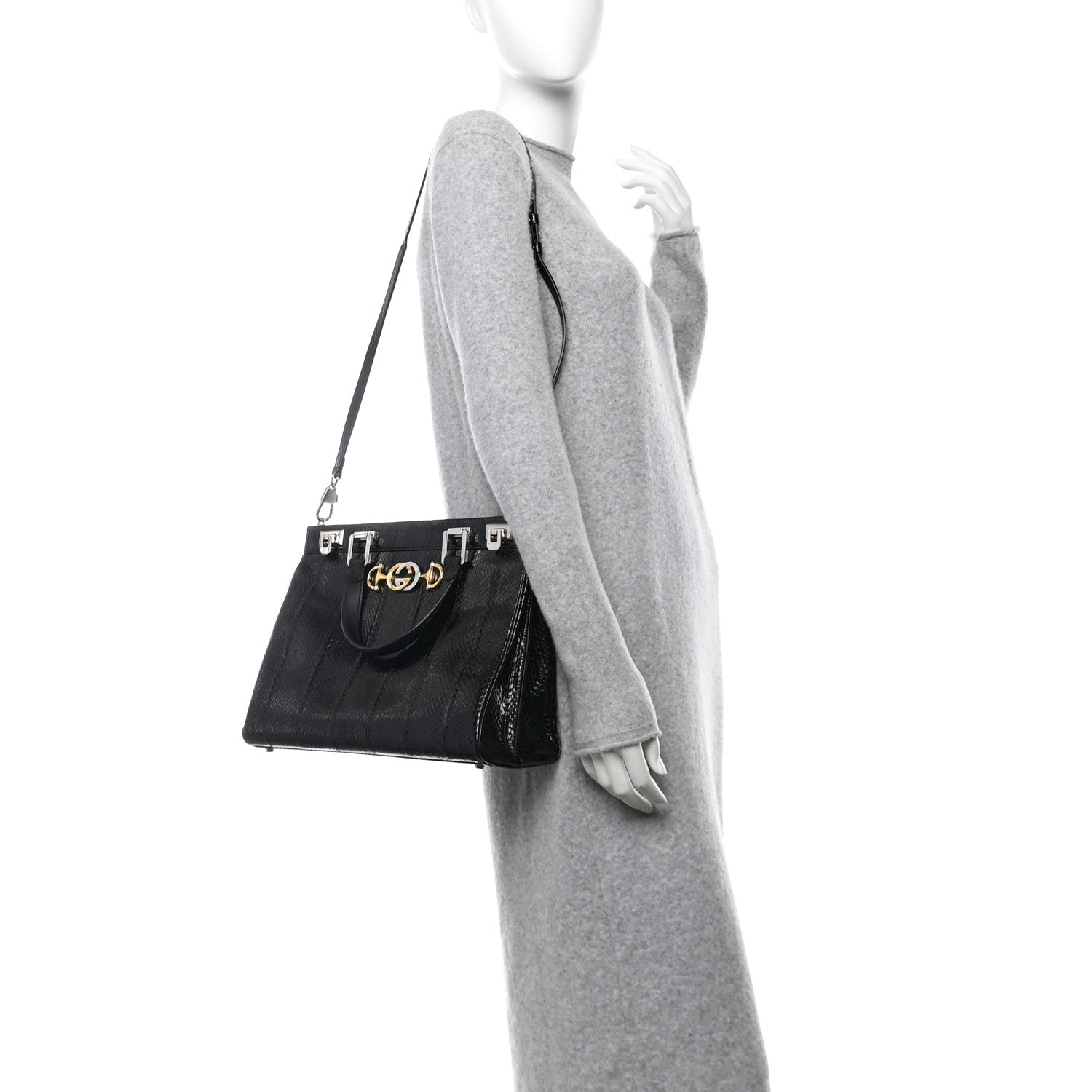 Elaphe Medium Zumi Top Handle Bag Black