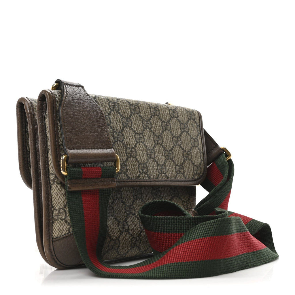 GG Supreme Monogram Web Small Neo Vintage Double Flap Messenger Bag Beige New Acero