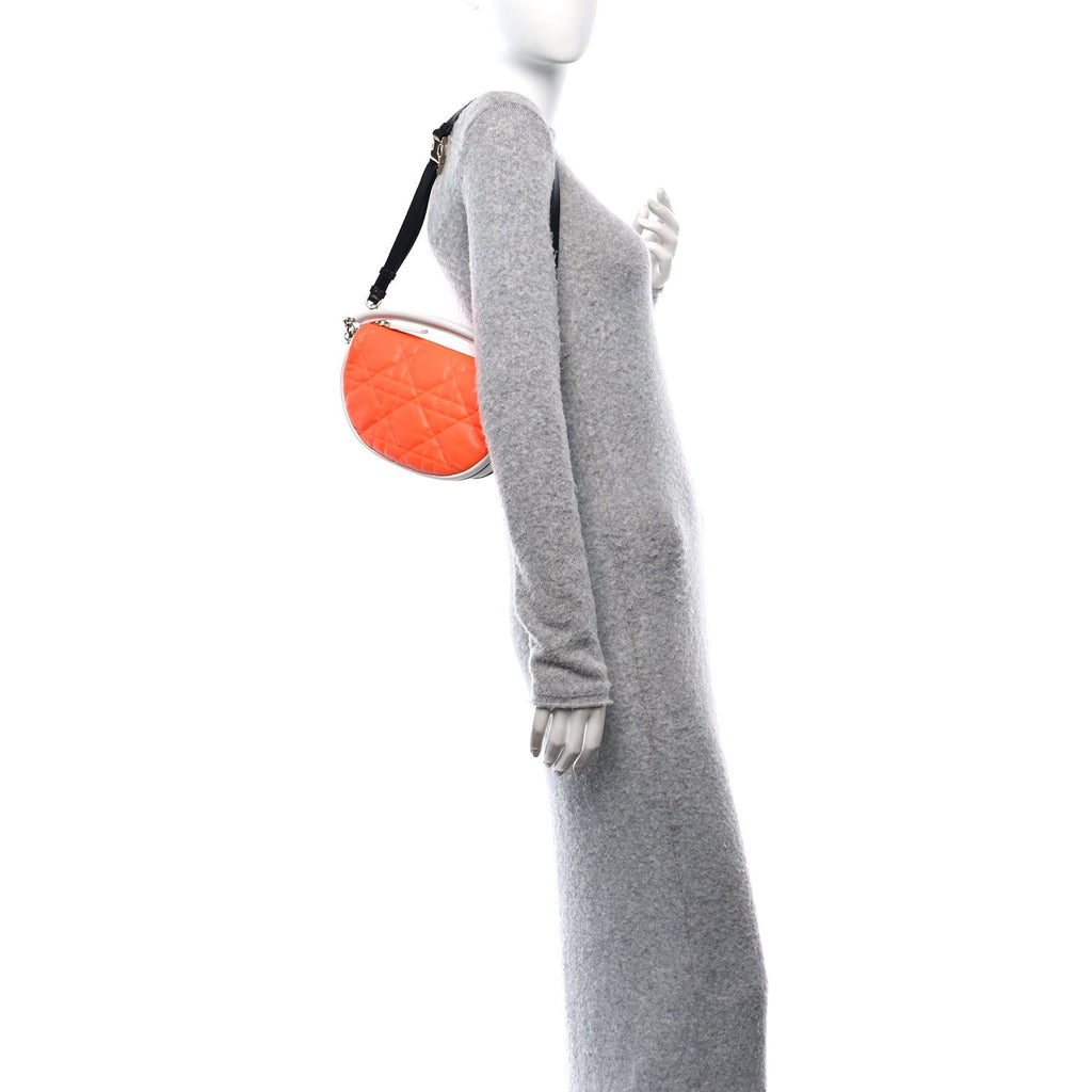 Lambskin Cannage Small Dior Vibe Hobo Bag Orange
