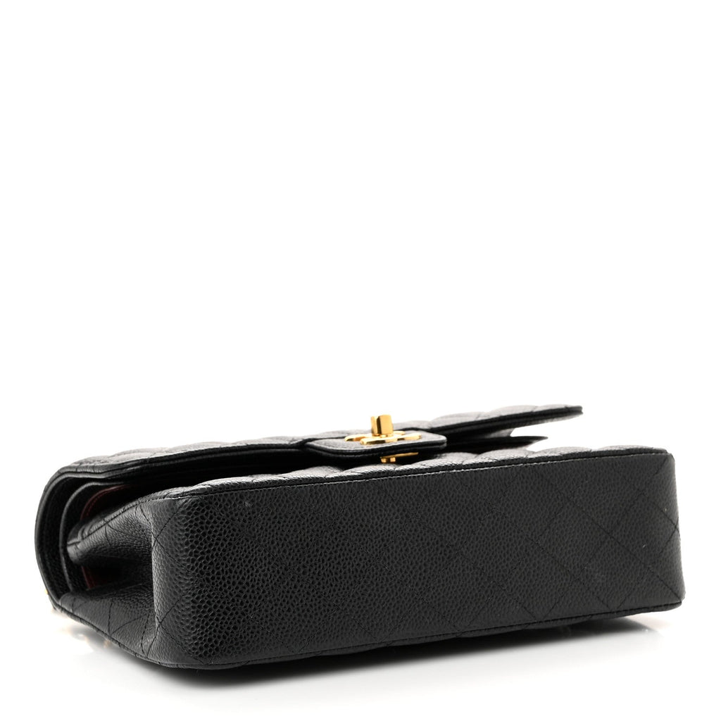 Caviar Quilted Small Double Flap Black