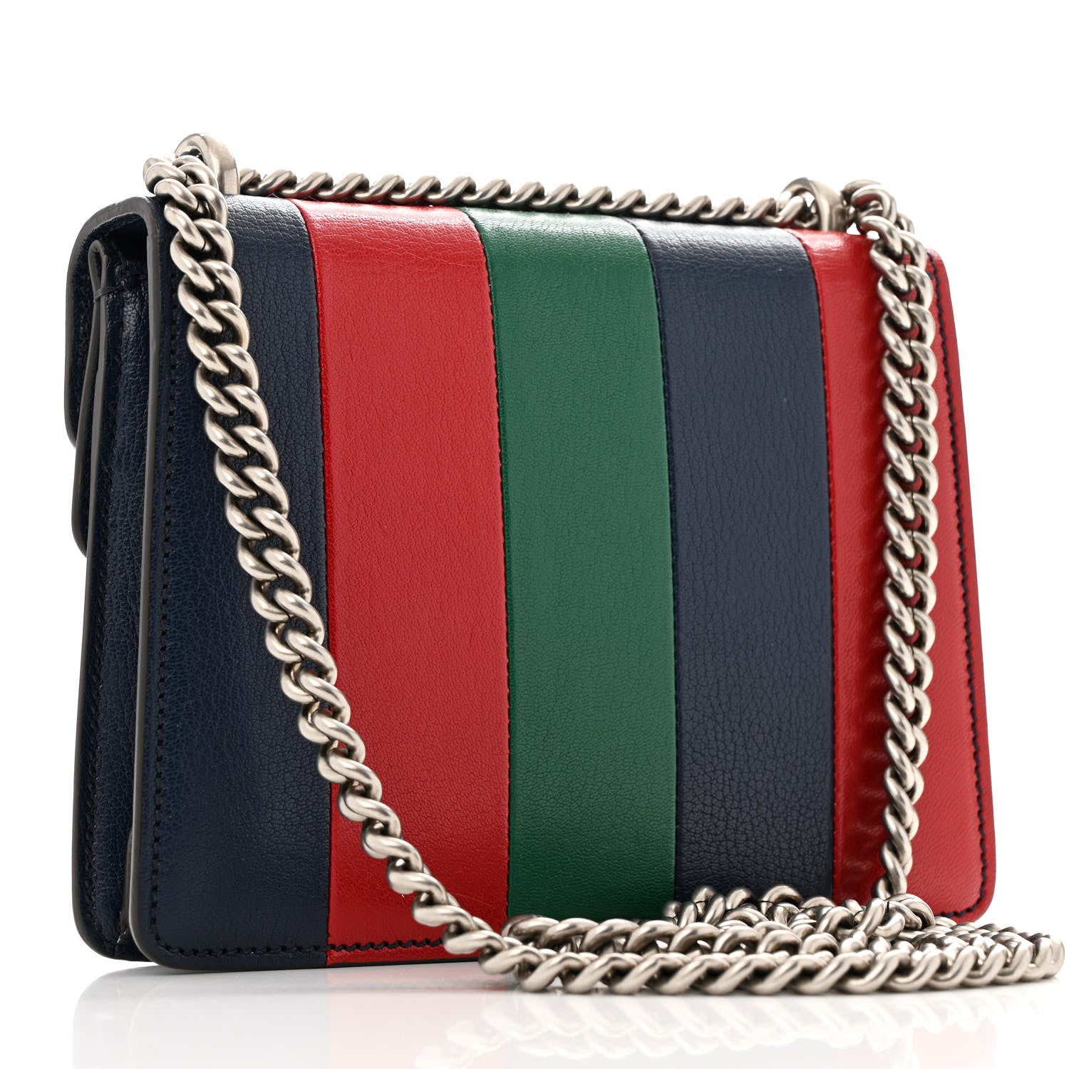 Calfskin Enamel Striped Mini Dionysus Shoulder Bag Green Red Navy
