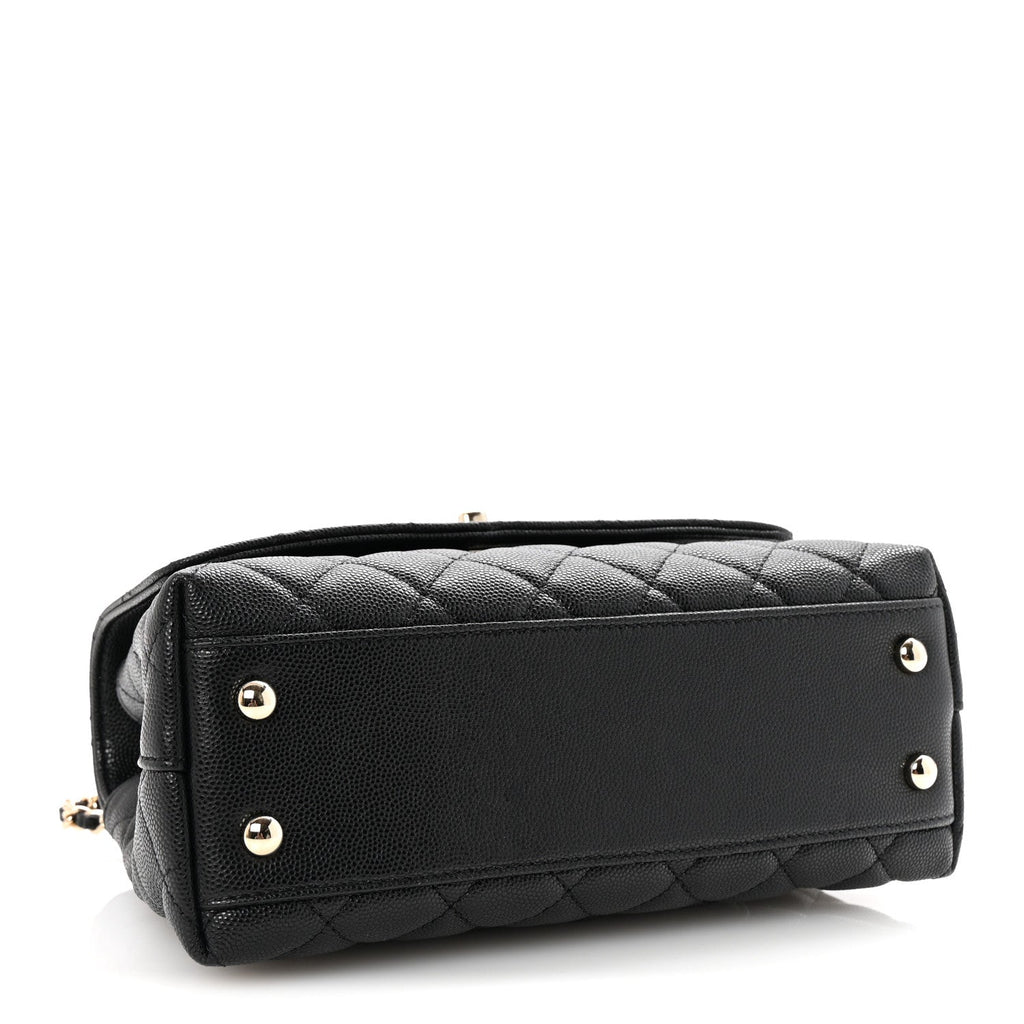 Caviar Quilted Mini Coco Handle Flap Black