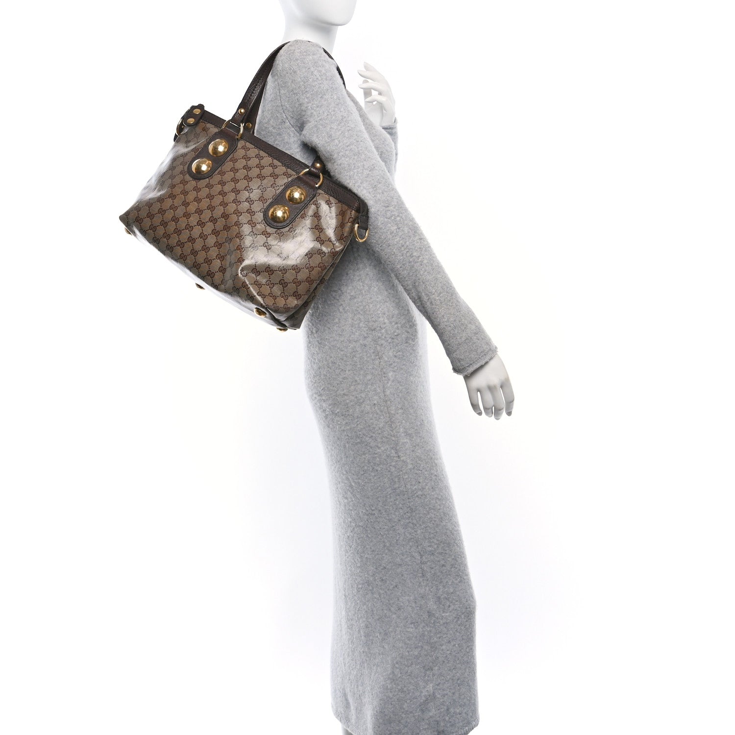 Crystal Monogram Small Babouska Tote Dark Brown
