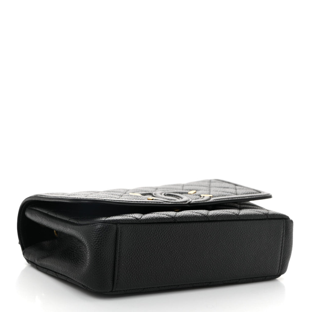 Caviar Quilted Small CC Filigree Flap Black