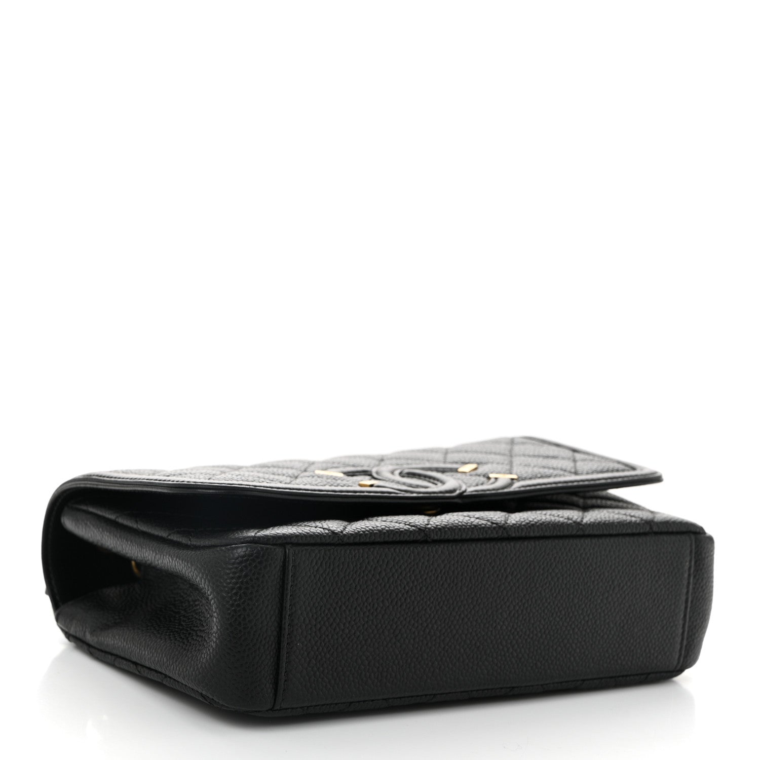 Caviar Quilted Small CC Filigree Flap Black