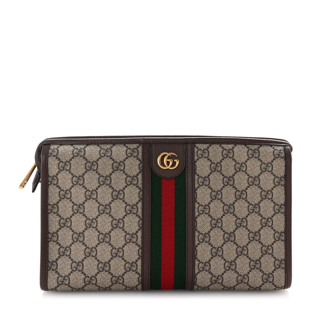 GG Supreme Monogram Web Ophidia GG Toiletry Case Beige New Acero