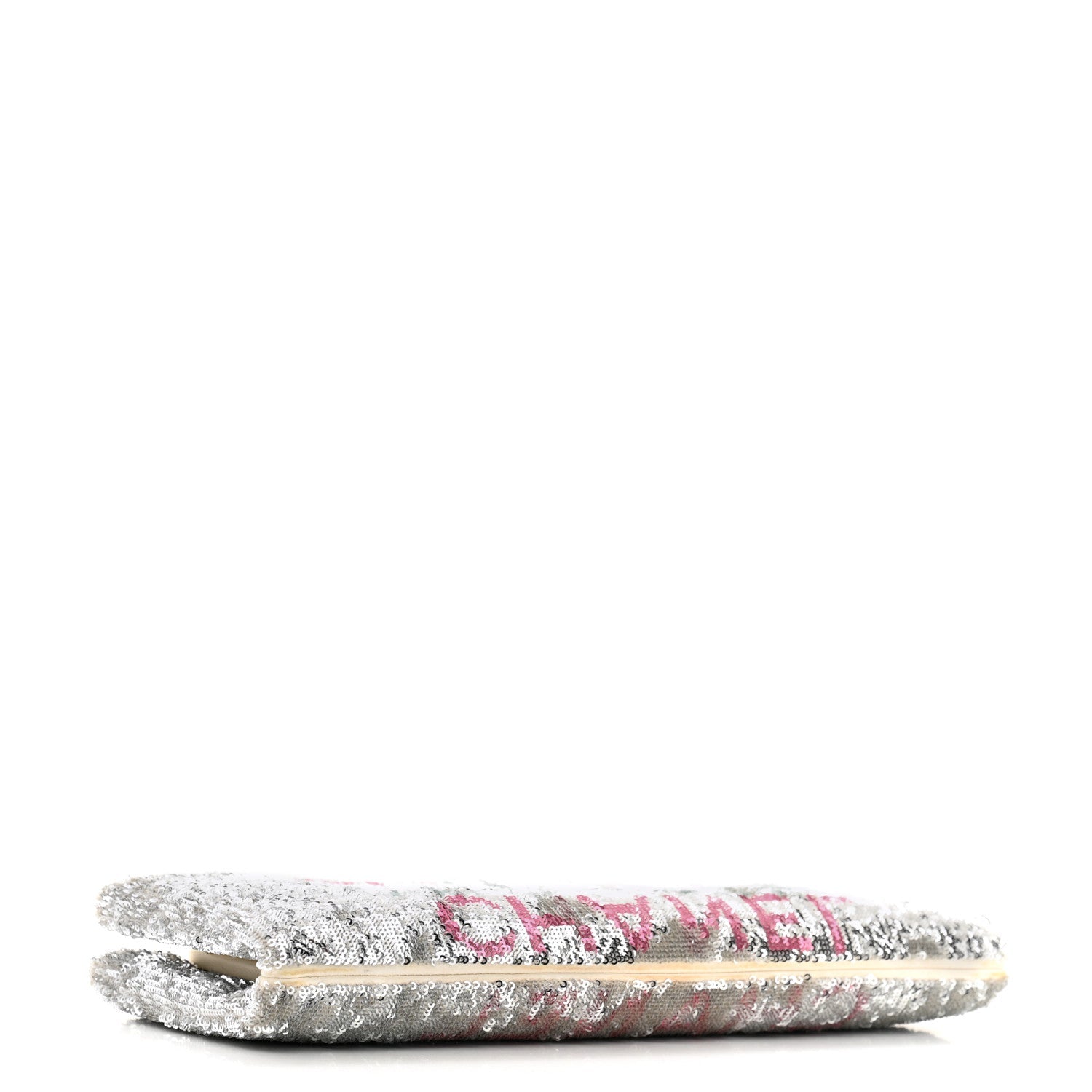 Sequin Satin Embroidered La Pausa Evening Clutch Silver Blue Pink
