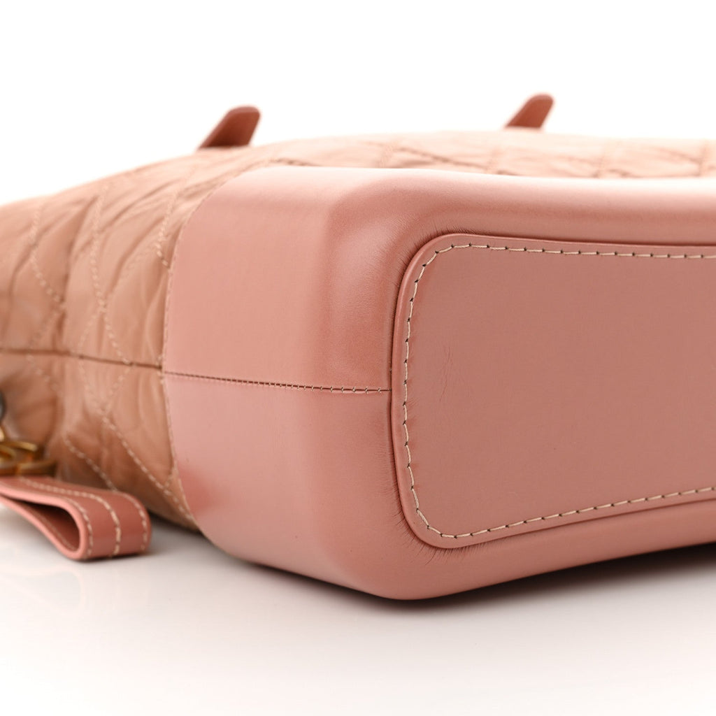 Aged Calfskin Quilted Medium Gabrielle Shopping Tote  Pink