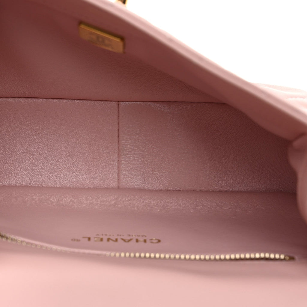 Lambskin Resin Pearl Quilted Small Flap Pink