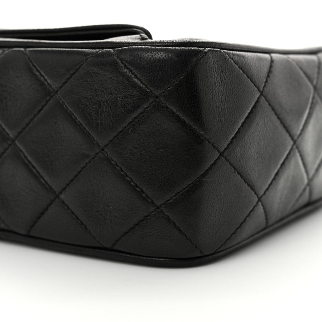 Lambskin Quilted Tassel Camera Case Black