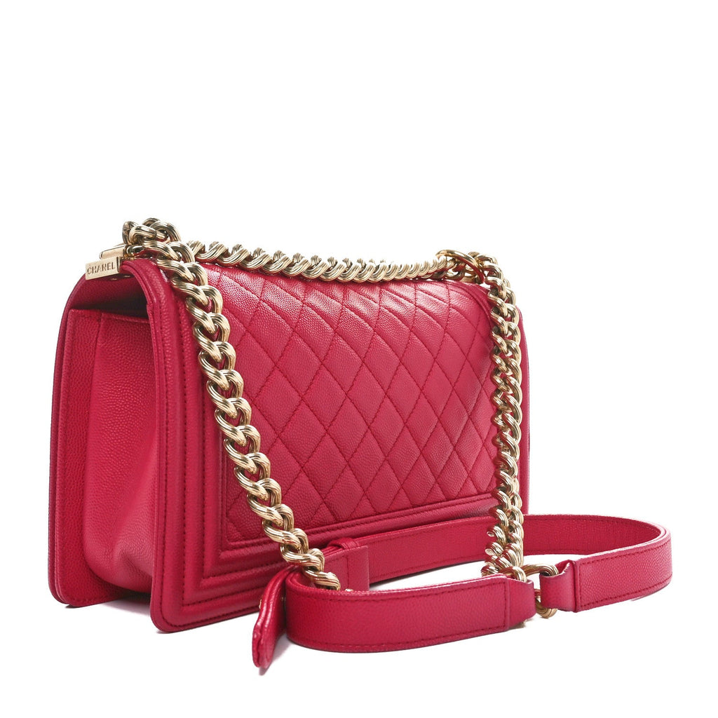 Caviar Quilted Medium Boy Flap Dark Pink