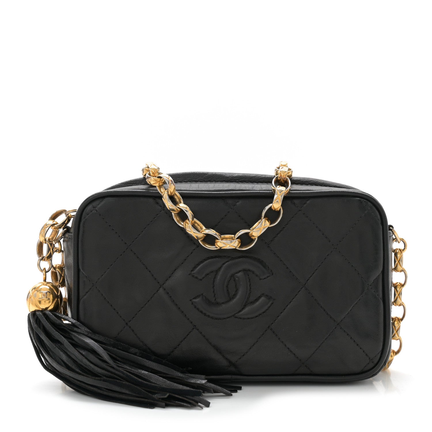Lambskin Diamond Quilted   Camera Case Black