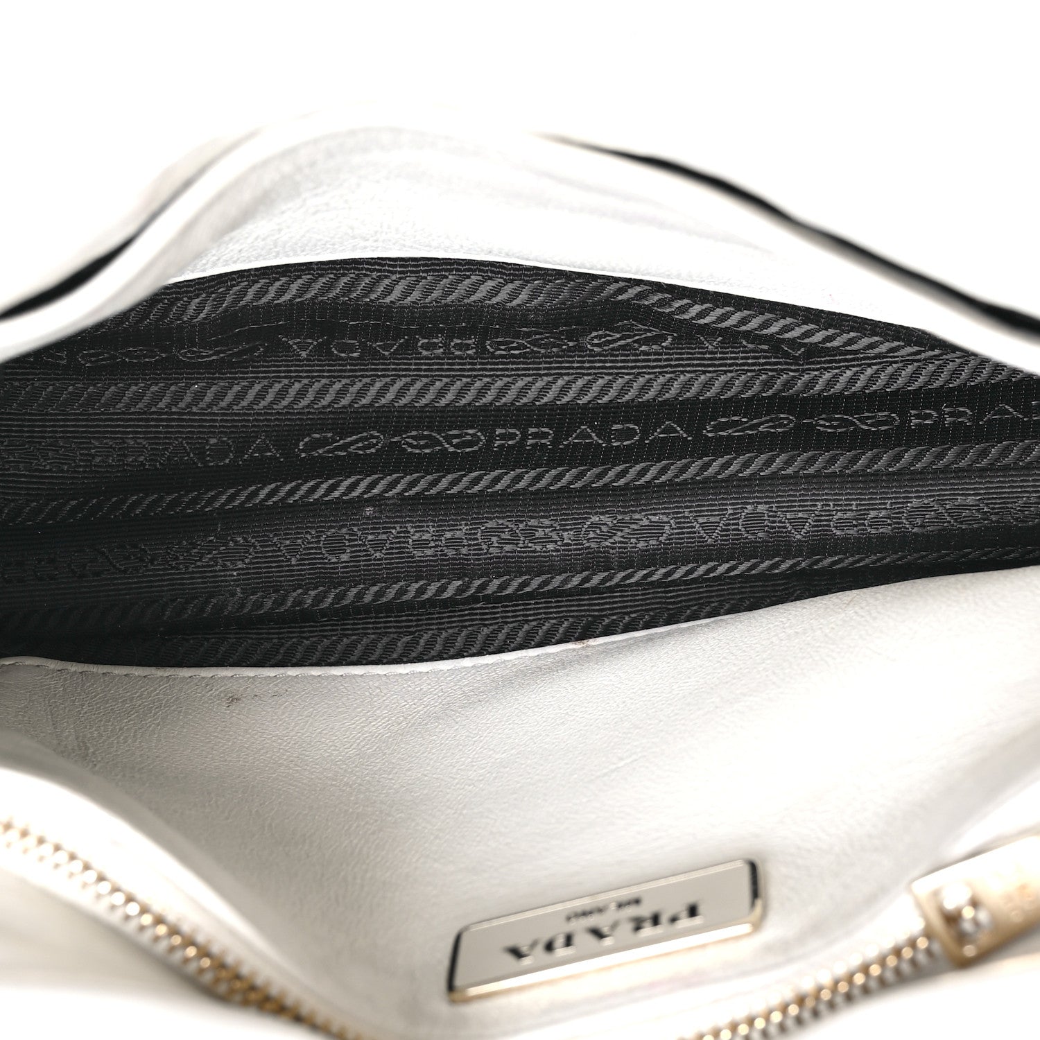 Nappa Re-Nylon Triangle Quilted Patchwork System Flap Shoulder Bag White